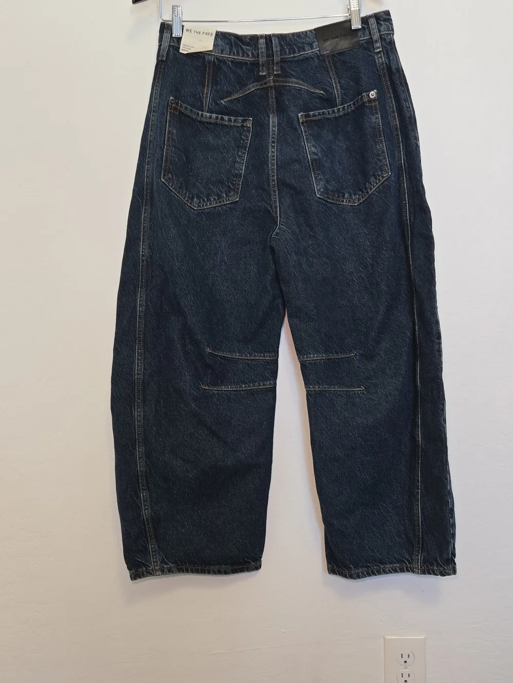 Free People Good Luck Mid Rise Barrel Jeans Deep End Mid-weight Slouchy 30 NWT